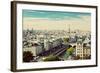 Paris Panorama, France. View on Eiffel Tower and Seine River from Notre Dame Cathedral. Vintage, Re-Michal Bednarek-Framed Photographic Print