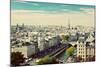 Paris Panorama, France. View on Eiffel Tower and Seine River from Notre Dame Cathedral. Vintage, Re-Michal Bednarek-Mounted Photographic Print