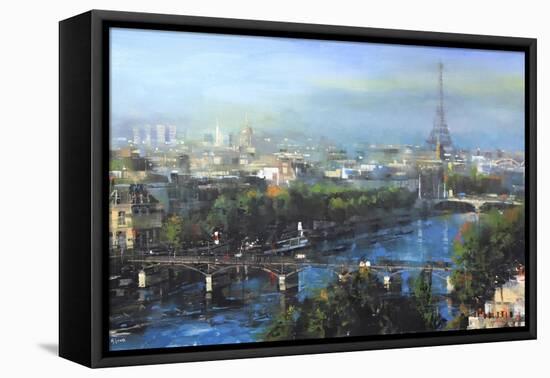 Paris Pedestrian Bridge-Mark Lague-Framed Stretched Canvas