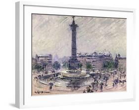 Paris, Place De La Bastille, C.1922-Gustave Loiseau-Framed Giclee Print