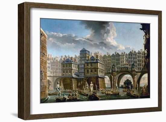 Paris: Pont Notre-Dame-Nicolas Jean Baptiste Raguenet-Framed Giclee Print