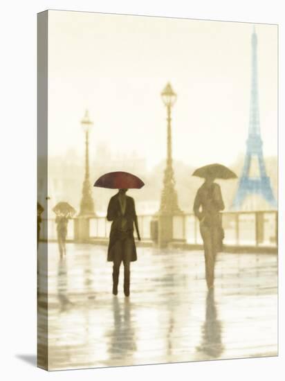 Paris Red Umbrella - Golden-Robert Canady-Stretched Canvas