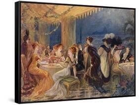 Paris Restaurant Soiree-null-Framed Stretched Canvas