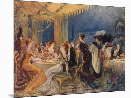 Paris Restaurant Soiree-null-Mounted Art Print