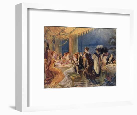 Paris Restaurant Soiree-null-Framed Art Print