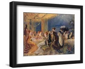 Paris Restaurant Soiree-null-Framed Art Print