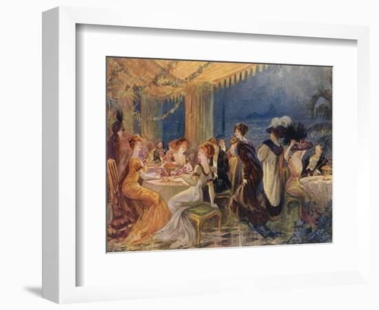 Paris Restaurant Soiree-null-Framed Art Print