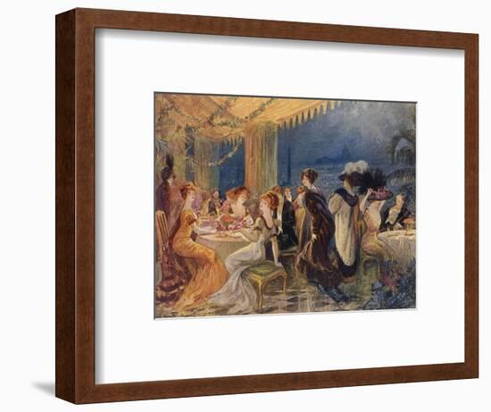 Paris Restaurant Soiree-null-Framed Art Print