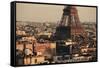 Paris Rooftop View Skyline and Eiffel Tower in France.-Songquan Deng-Framed Stretched Canvas