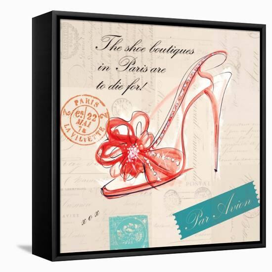 Paris Shoe Bow-Barbara Lindner-Framed Stretched Canvas