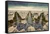 Paris Skyline - Avenue Des Champs-Elysees. View from Arc De Triomphe, Paris, France. Vintage, Retro-Michal Bednarek-Framed Stretched Canvas