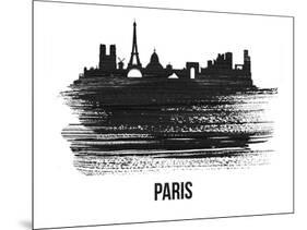 Paris Skyline Brush Stroke - Black II-NaxArt-Mounted Art Print