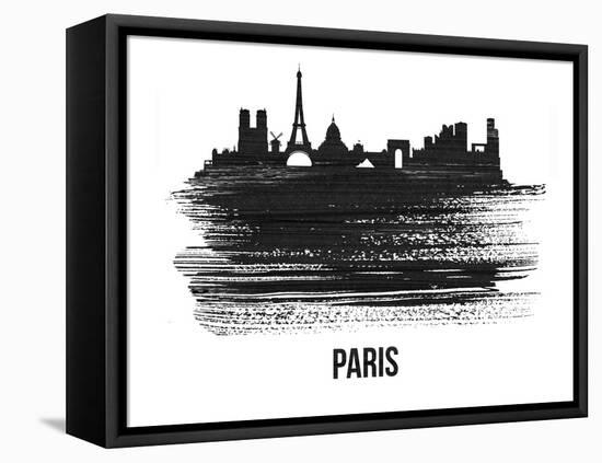 Paris Skyline Brush Stroke - Black II-NaxArt-Framed Stretched Canvas