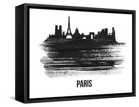 Paris Skyline Brush Stroke - Black II-NaxArt-Framed Stretched Canvas