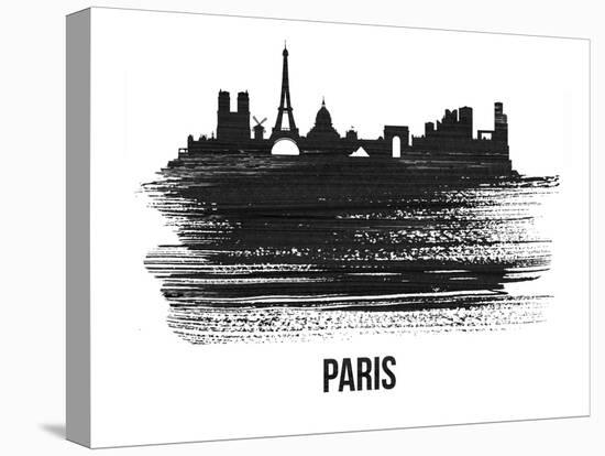 Paris Skyline Brush Stroke - Black II-NaxArt-Stretched Canvas