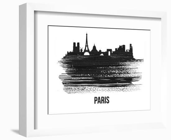 Paris Skyline Brush Stroke - Black II-NaxArt-Framed Art Print