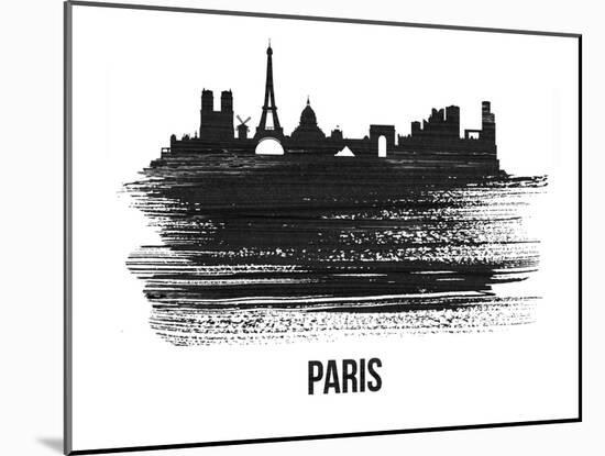 Paris Skyline Brush Stroke - Black II-NaxArt-Mounted Art Print