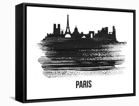 Paris Skyline Brush Stroke - Black II-NaxArt-Framed Stretched Canvas