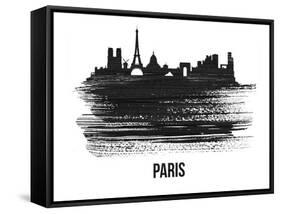 Paris Skyline Brush Stroke - Black II-NaxArt-Framed Stretched Canvas