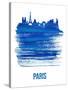 Paris Skyline Brush Stroke - Blue-NaxArt-Stretched Canvas