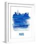 Paris Skyline Brush Stroke - Blue-NaxArt-Framed Art Print