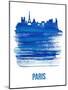 Paris Skyline Brush Stroke - Blue-NaxArt-Mounted Art Print