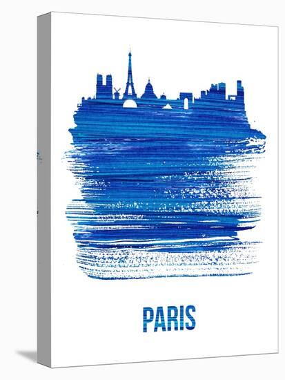Paris Skyline Brush Stroke - Blue-NaxArt-Stretched Canvas