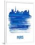 Paris Skyline Brush Stroke - Blue-NaxArt-Framed Art Print