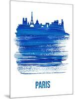 Paris Skyline Brush Stroke - Blue-NaxArt-Mounted Art Print