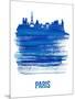 Paris Skyline Brush Stroke - Blue-NaxArt-Mounted Art Print