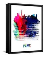 Paris Skyline Brush Stroke - Watercolor-NaxArt-Framed Stretched Canvas