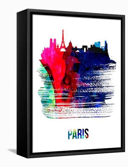 Paris Skyline Brush Stroke - Watercolor-NaxArt-Framed Stretched Canvas