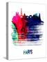 Paris Skyline Brush Stroke - Watercolor-NaxArt-Stretched Canvas