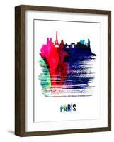 Paris Skyline Brush Stroke - Watercolor-NaxArt-Framed Art Print