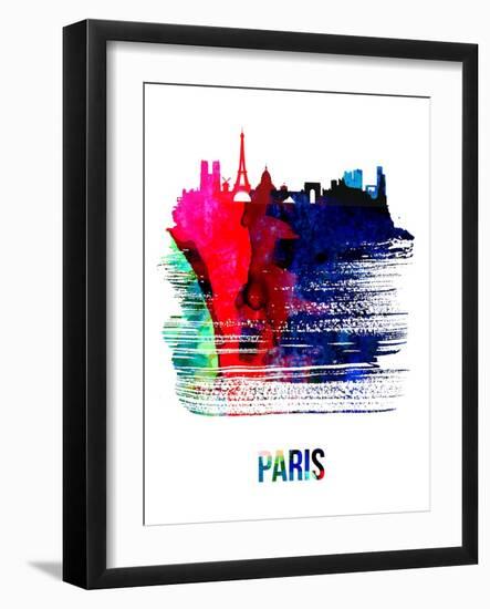 Paris Skyline Brush Stroke - Watercolor-NaxArt-Framed Art Print