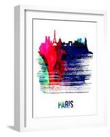 Paris Skyline Brush Stroke - Watercolor-NaxArt-Framed Art Print