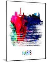 Paris Skyline Brush Stroke - Watercolor-NaxArt-Mounted Art Print