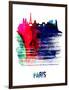 Paris Skyline Brush Stroke - Watercolor-NaxArt-Framed Art Print