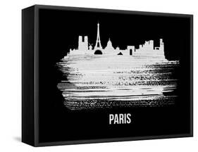 Paris Skyline Brush Stroke - White-NaxArt-Framed Stretched Canvas