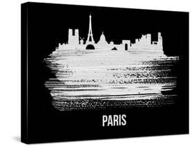 Paris Skyline Brush Stroke - White-NaxArt-Stretched Canvas