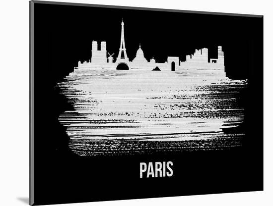 Paris Skyline Brush Stroke - White-NaxArt-Mounted Art Print