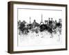 Paris Skyline in Black Watercolor-paulrommer-Framed Art Print