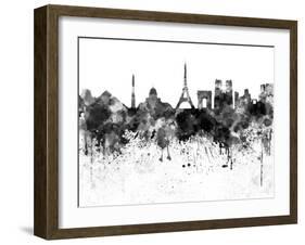 Paris Skyline in Black Watercolor-paulrommer-Framed Art Print