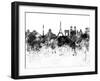 Paris Skyline in Black Watercolor-paulrommer-Framed Art Print