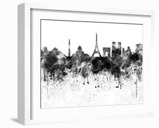 Paris Skyline in Black Watercolor-paulrommer-Framed Art Print