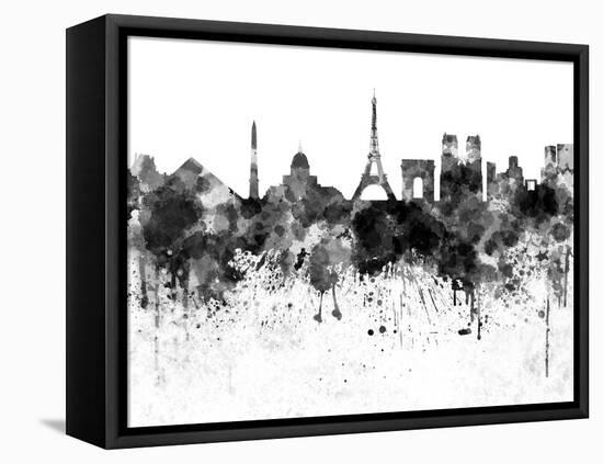 Paris Skyline in Black Watercolor-paulrommer-Framed Stretched Canvas