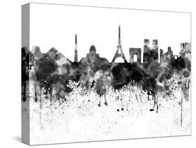 Paris Skyline in Black Watercolor-paulrommer-Stretched Canvas