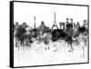 Paris Skyline in Black Watercolor-paulrommer-Framed Stretched Canvas