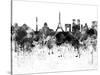 Paris Skyline in Black Watercolor-paulrommer-Stretched Canvas