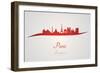 Paris Skyline in Red-paulrommer-Framed Art Print